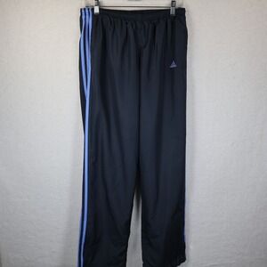 Adidas Mens Y2K Navy Blue Light Blue Three Stripes Track Pants Windbreaker L VTG